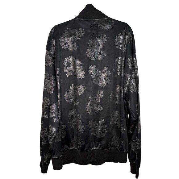 Ablanche Black & Silver Paisley Bomber Jacket, 2XL - Picture 2 of 8